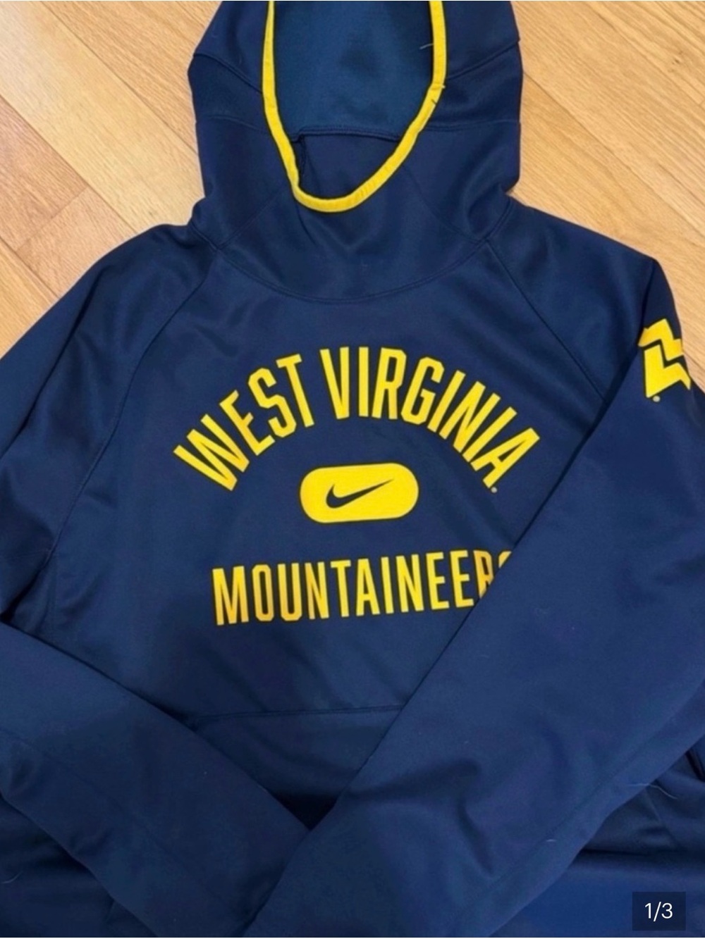 Nike Navy and Yellow West Virginia Mountaineers Zip-Up Hoodie